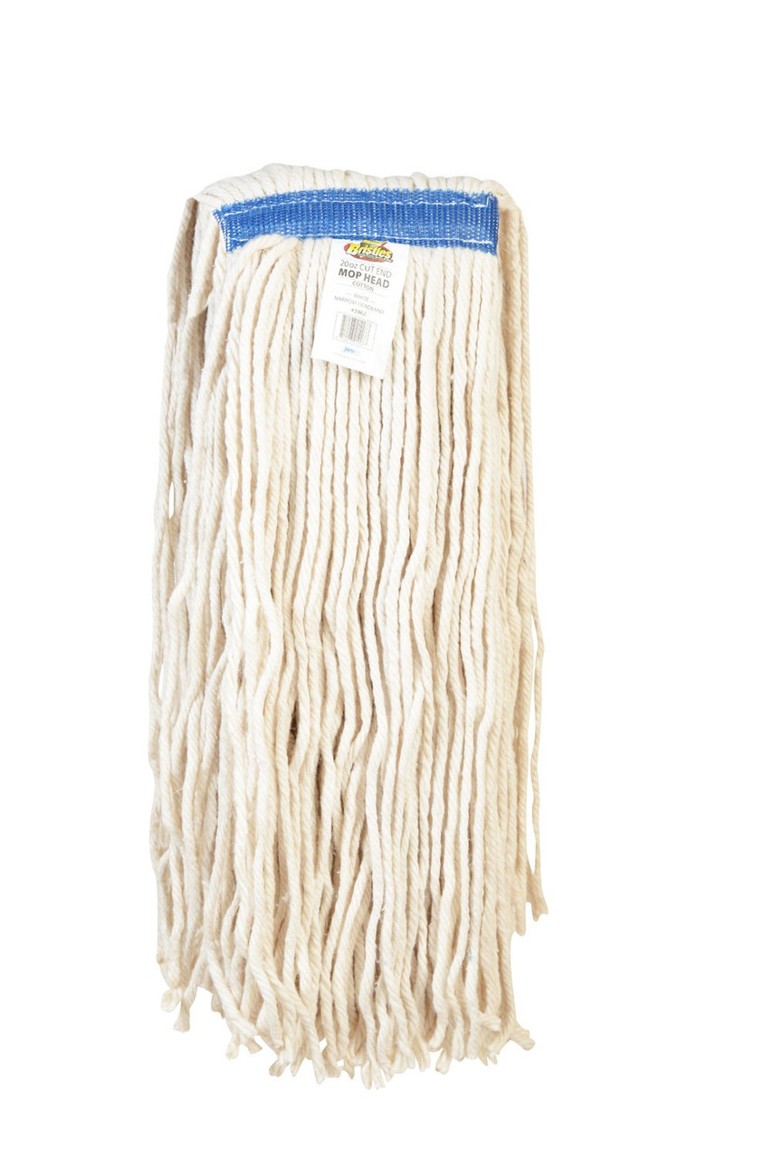 Mop Head 20 OZ White Cotton 4PLY Cut End 1IN Narrow Headband 1/Each