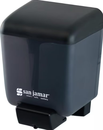 San Jamar Hand Sanitizer & Soap Dispenser 30 OZ Black Pearl ABS Manual Wall Mount Classic Refillable 1/Each