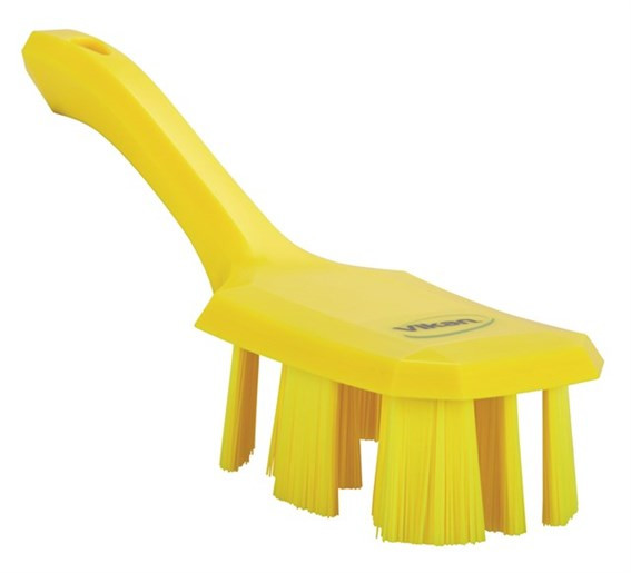Vikan® Hand Brush Polyester Glass Polypropylene Yellow UST Color Coded Short Handle Stiff Bristles 1/Each