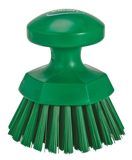Vikan® Scrub Hand Brush 4.3X4.3X4.3 IN PP Polyester Stainless Steel Green Round Ergonomic Hard 1/Each