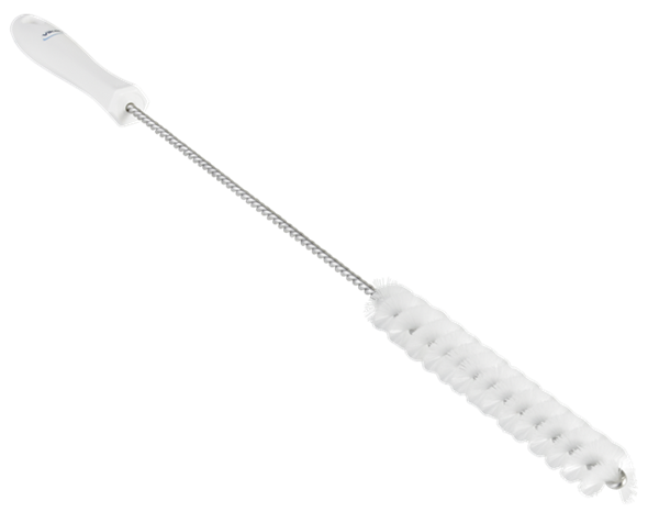 Tube Brush 0.9X1X1 IN PP Polyester Stainless Steel White Medium Stiff Bristles 1/Each