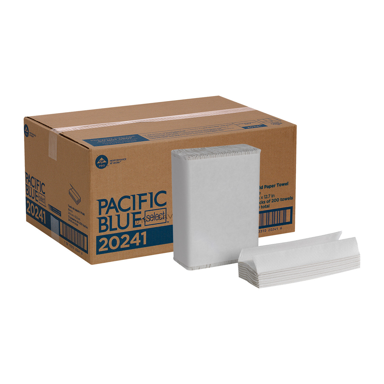 Pacific Blue Select Folded Paper Towel 10.1X12.7 IN 1PLY White 1/2 Fold 200 Sheets/Pack 12 Packs/Case 2400 Sheets/Case