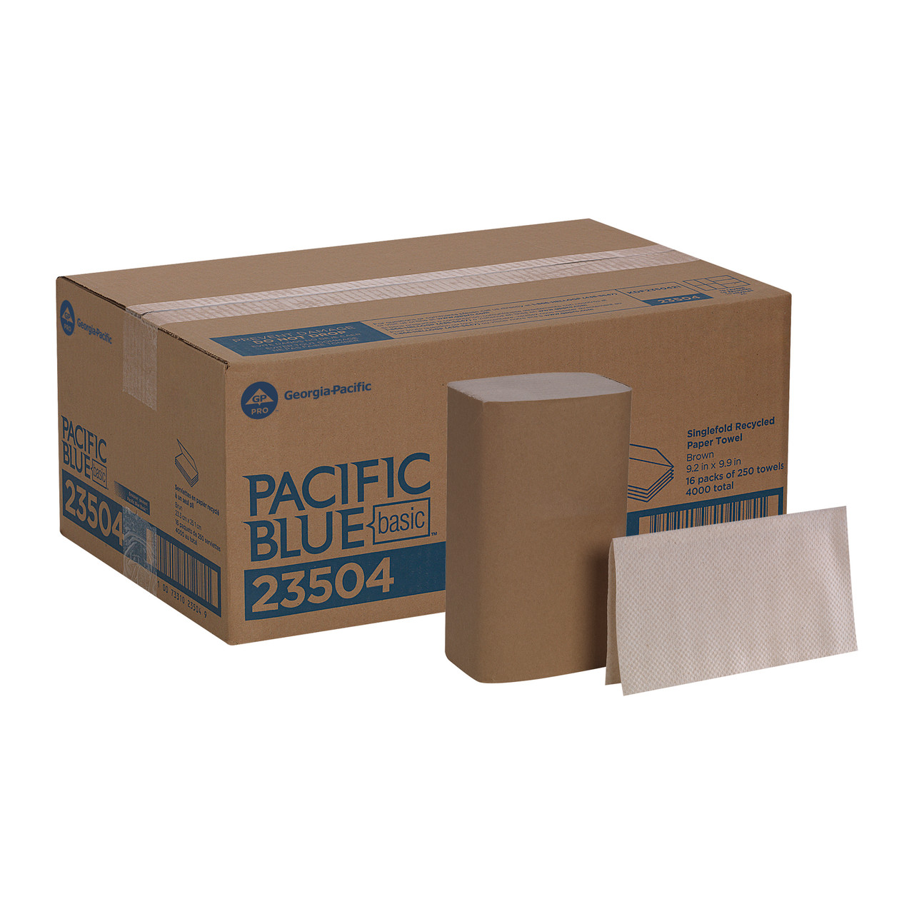 Pacific Blue Basic Envision Folded Paper Towel 9.25X10.25 IN 1PLY Kraft Single Fold EPA Indicator 250 Sheets/Pack