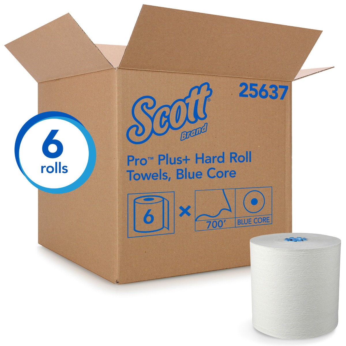 Kleenex® Roll Paper Towel MOD 7.5IN 700 FT White Blue Hardwound 1.75IN Core Diameter 6 Rolls/Case