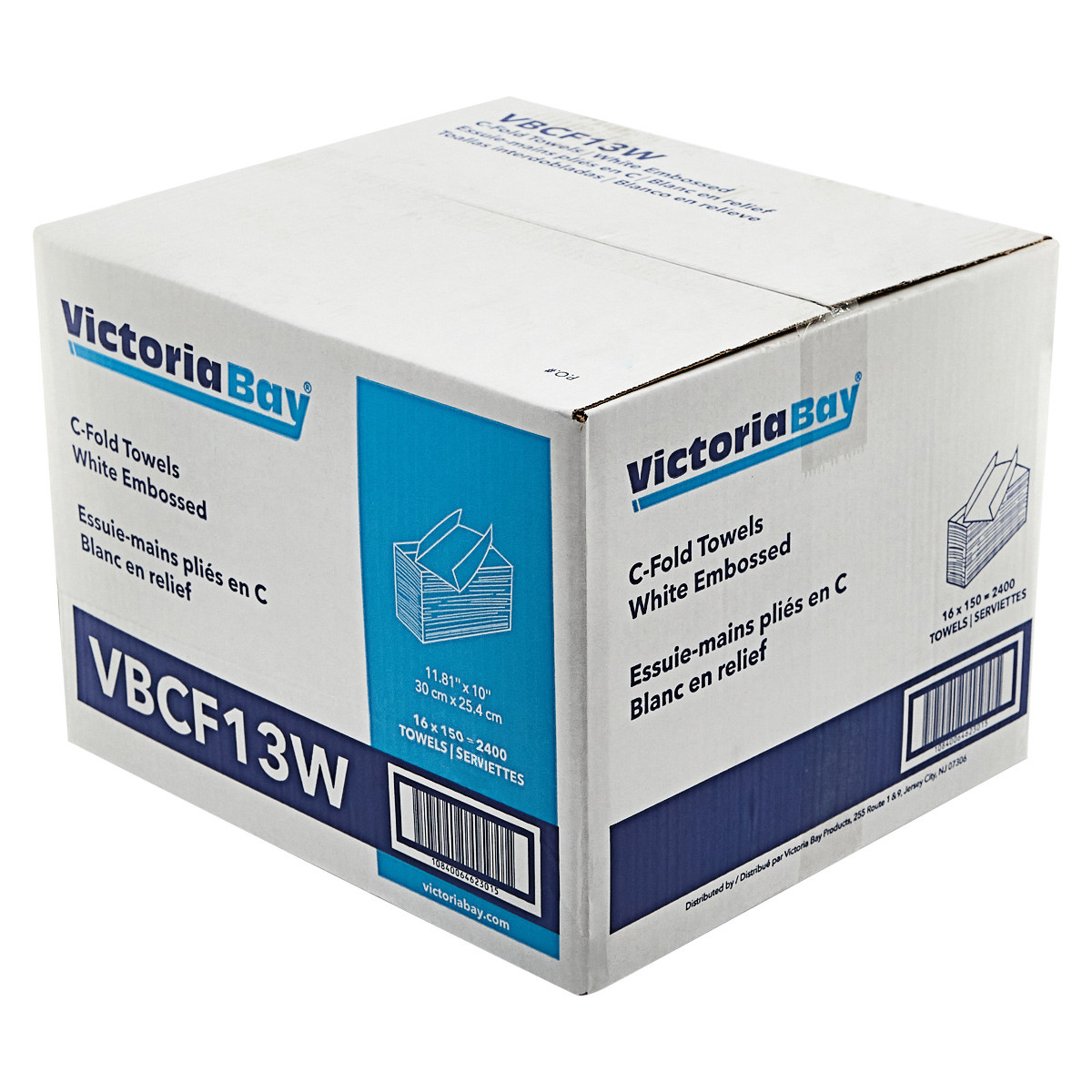 Victoria Bay Folded Paper Towel 10X3.4 IN 1PLY Recycled Paper White C-Fold 150 Count/Pack 16 Packs/Case 2400 Count/Case