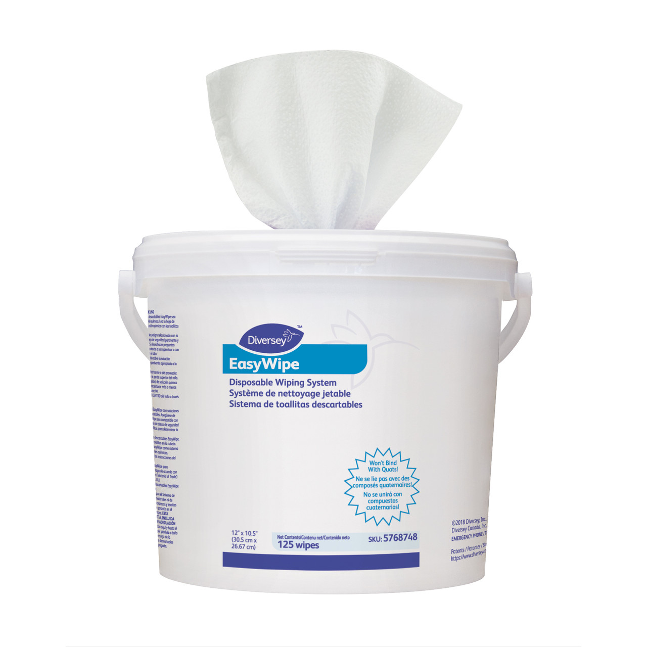 EasyWipe Wiping System PP White Disposable 125 Count/Pack 6 Packs/Case 750 Count/Case