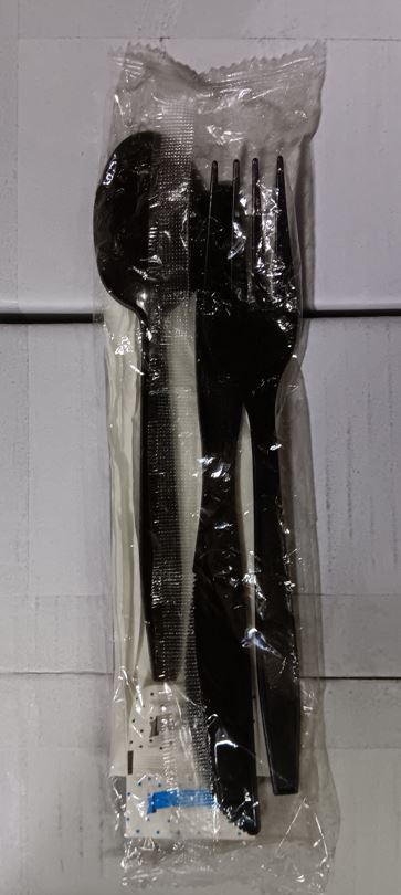 Victoria Bay 6PC Cutlery Kit PP Black Heavyweight With Napkin,Fork,Knife,Spoon,Salt & Pepper 250/Case