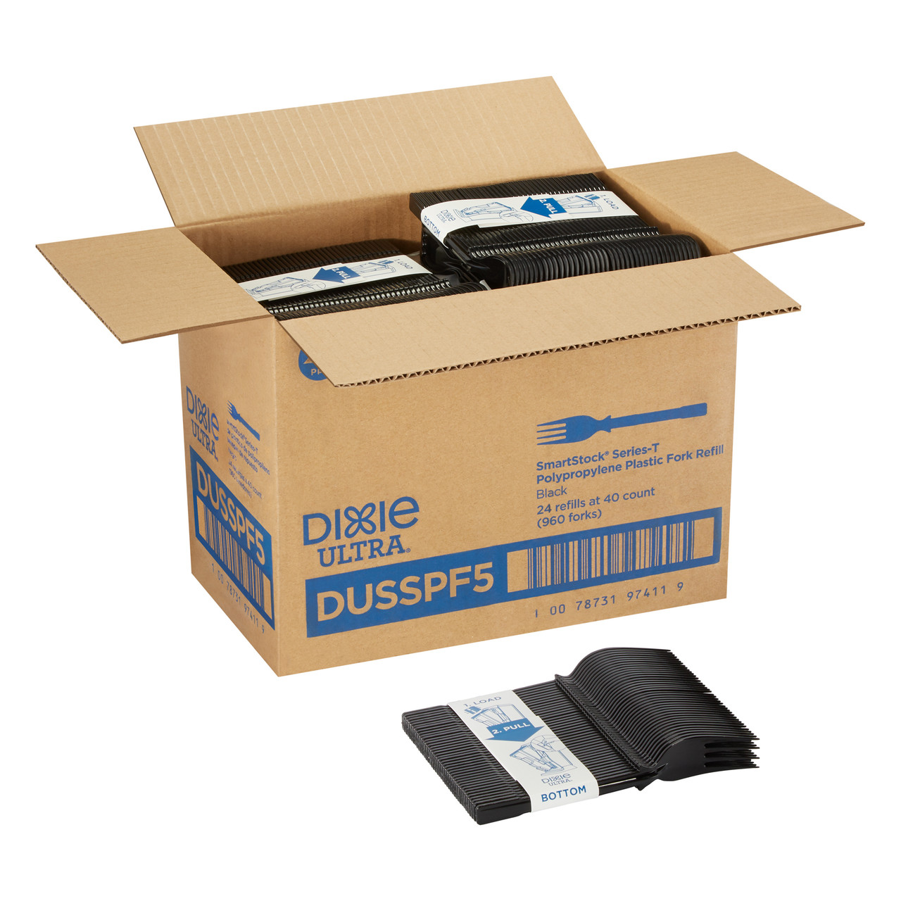 Dixie® Ultra SmartStock® Series-T Fork 6.450 IN PP Black Heavy Duty Refill 960/Case