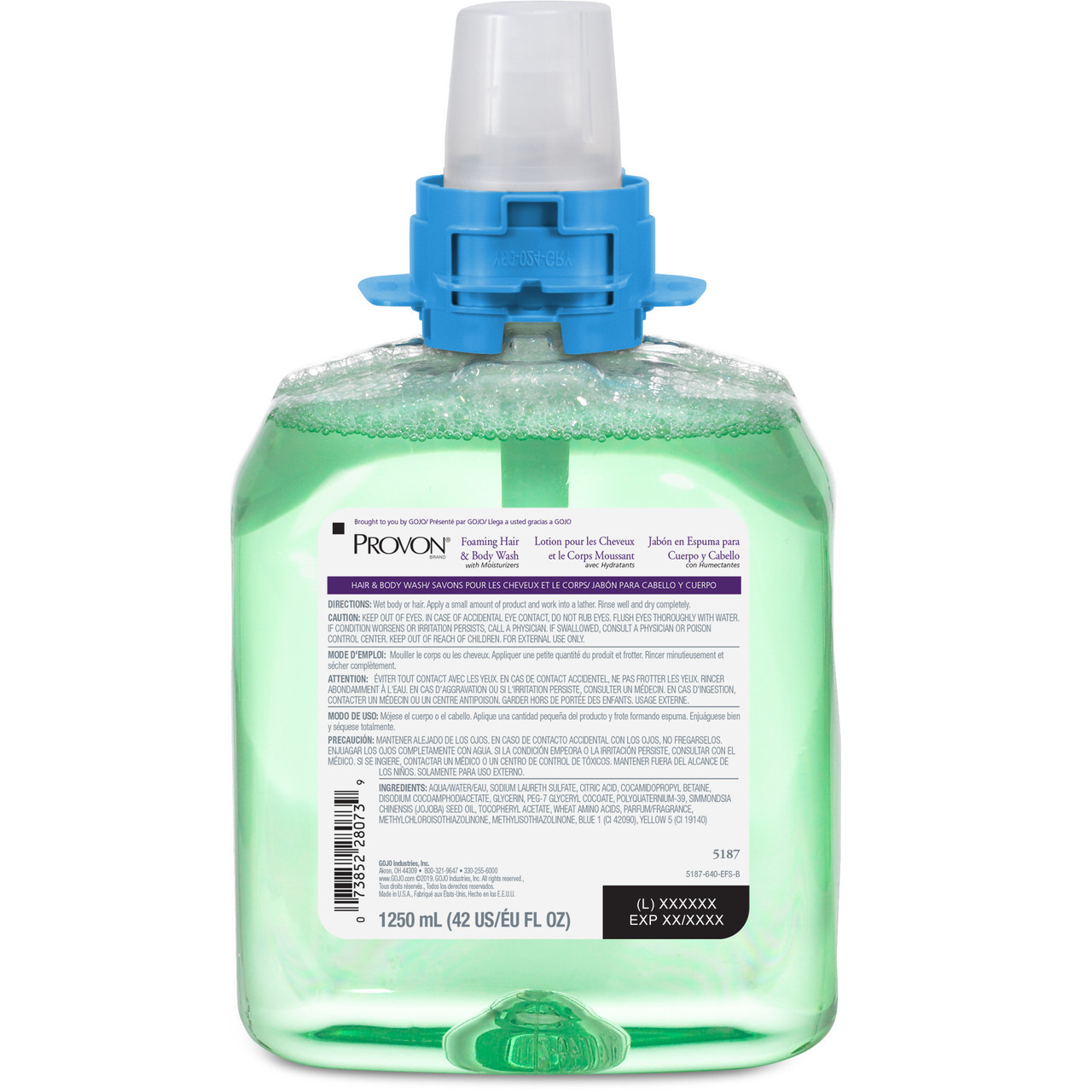 PROVON® Hair & Body Wash Liquid 1250 mL 4.94X3.89X8.48 IN Cucumber Melon Foaming For FMX-12 4/Case
