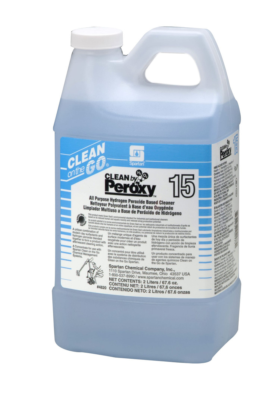 Clean by Peroxy® Clean on the Go® 15 Spring Rain All Purpose Cleaner 2 L Multi Surf Acidic Concentrate Peroxide 4/Case