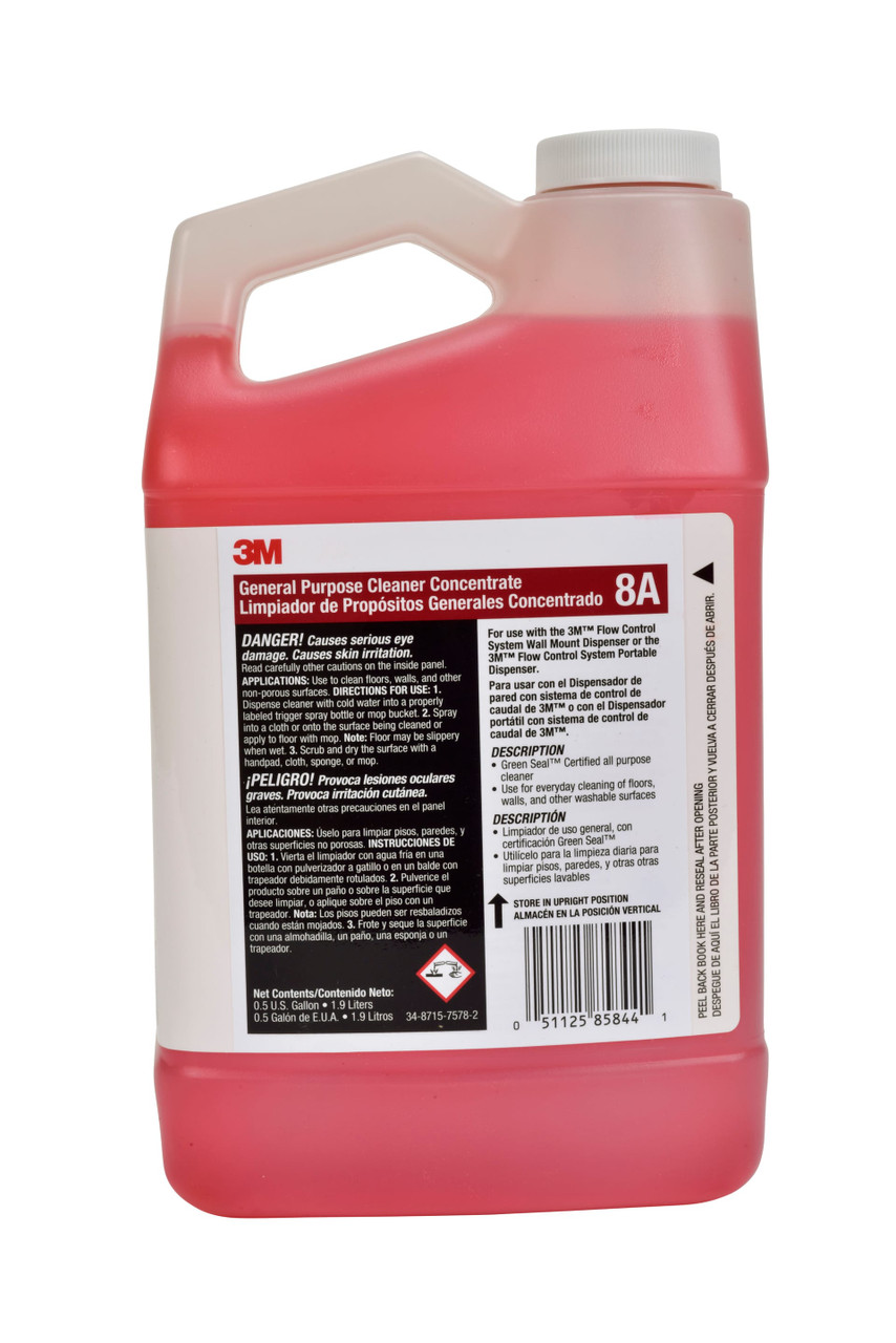 3M™ 8A Clean Scent All Purpose Cleaner 64 FLOZ Concentrate No Rinse 4/Case