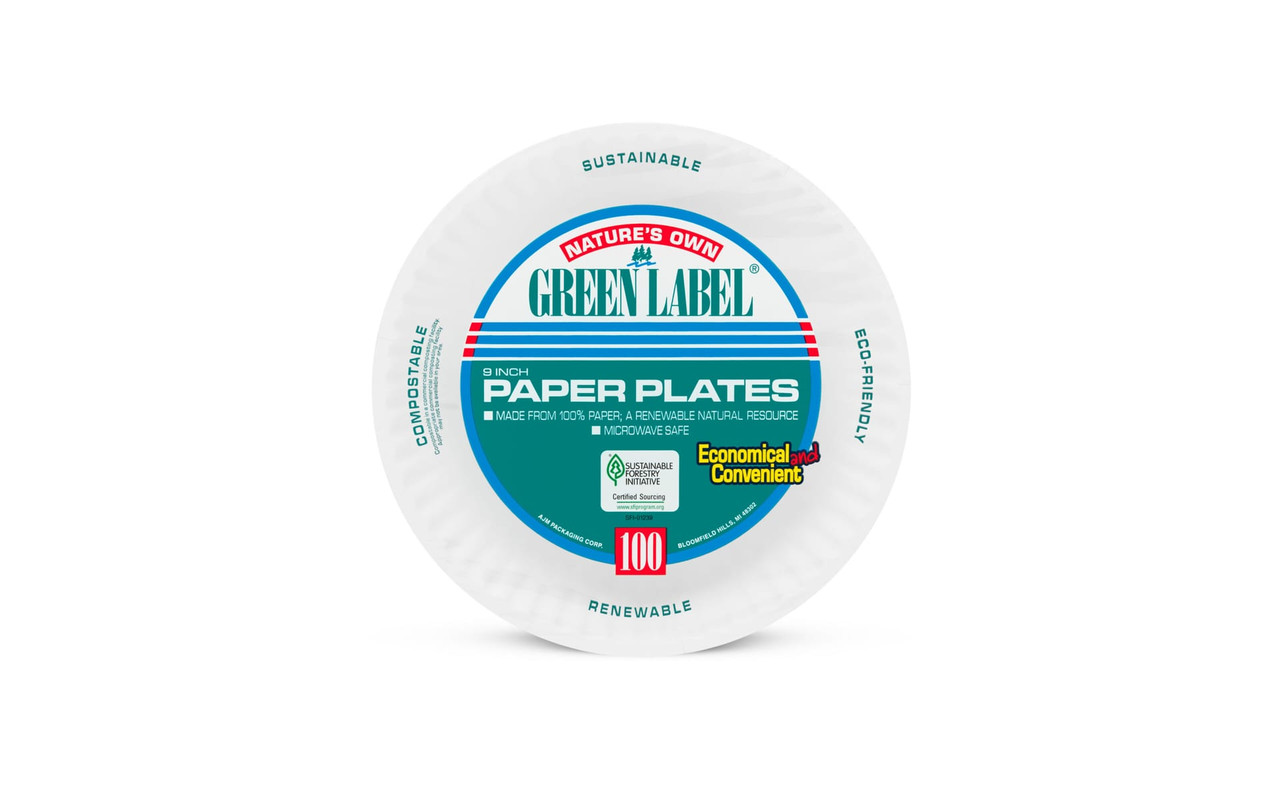 Plate 9 IN Uncoated Paper White Round 100 Count/Pack 12 Packs/Case