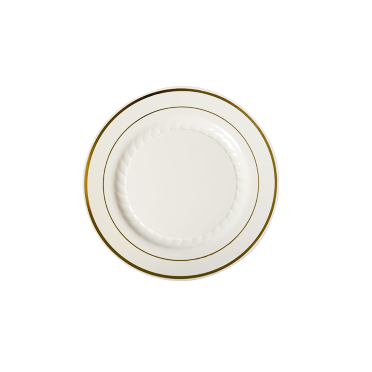 Plate 6 IN Plastic White Silver Round 150/Case