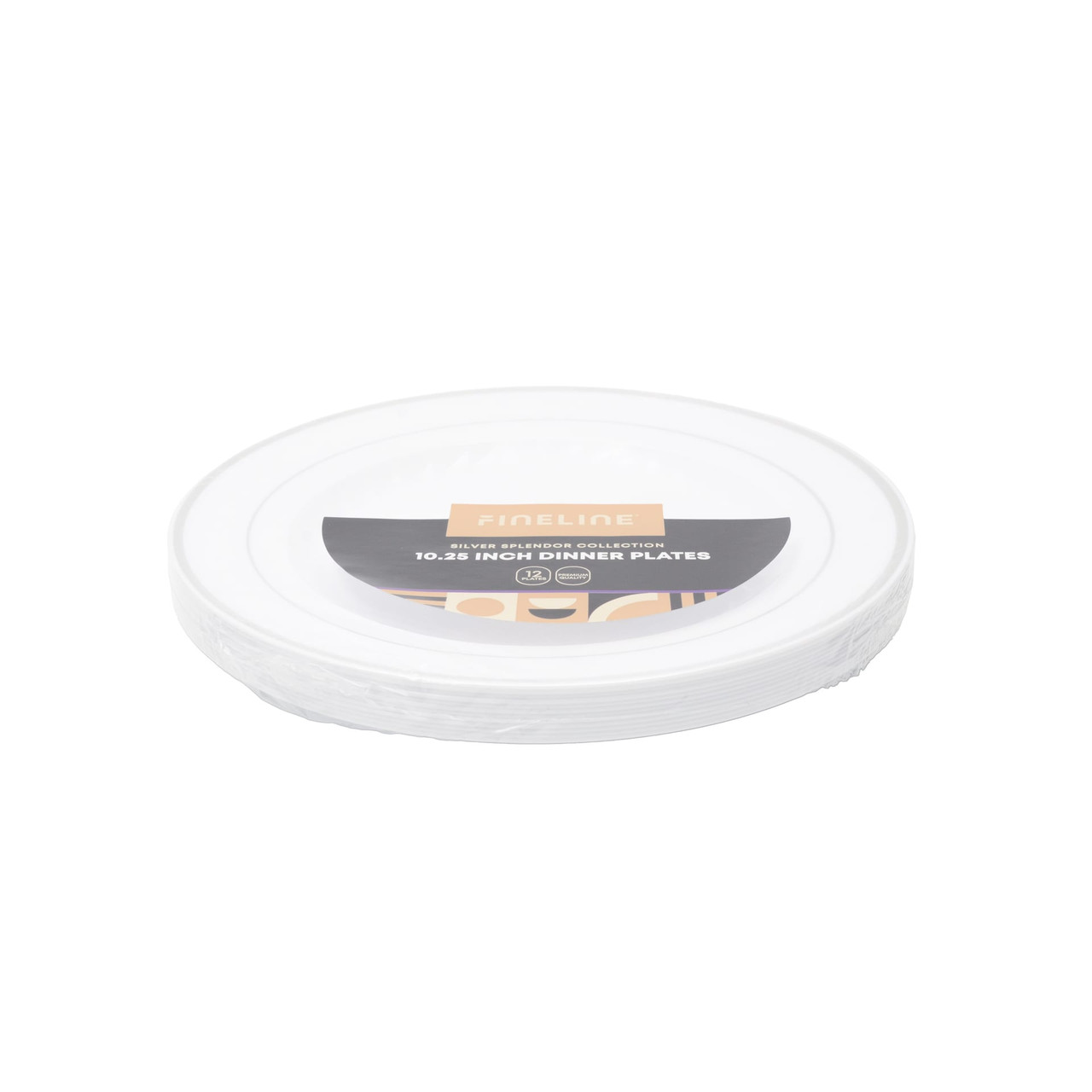 Plate 10 IN Plastic White Silver Round 120/Case