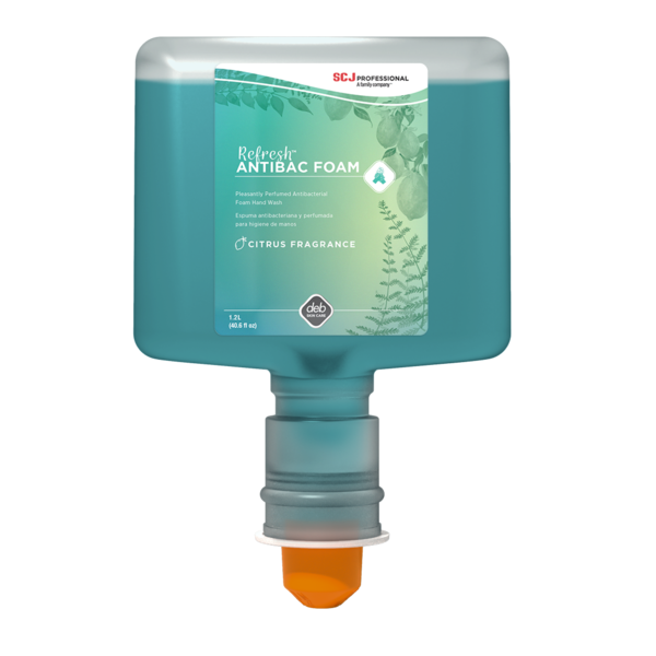 Refresh Hand Soap Foam 1.2 L Citrus Scent Green Antimicrobial 3/Case
