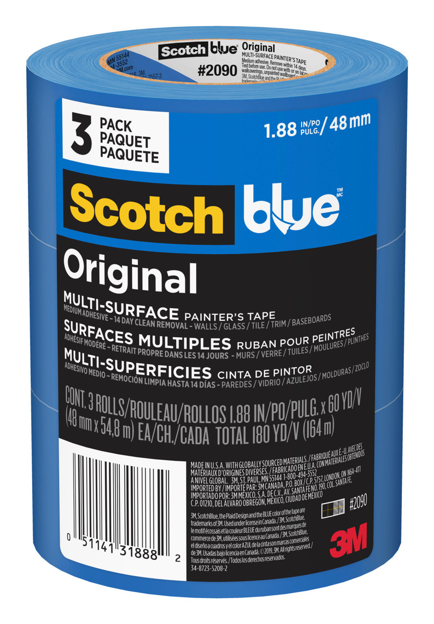 ScotchBlue™ 2090-48EP3 Original Painter's Tape Painter's Tape 48MM X55M Blue Crepe Paper Acrylic PE 12 Rolls/Case