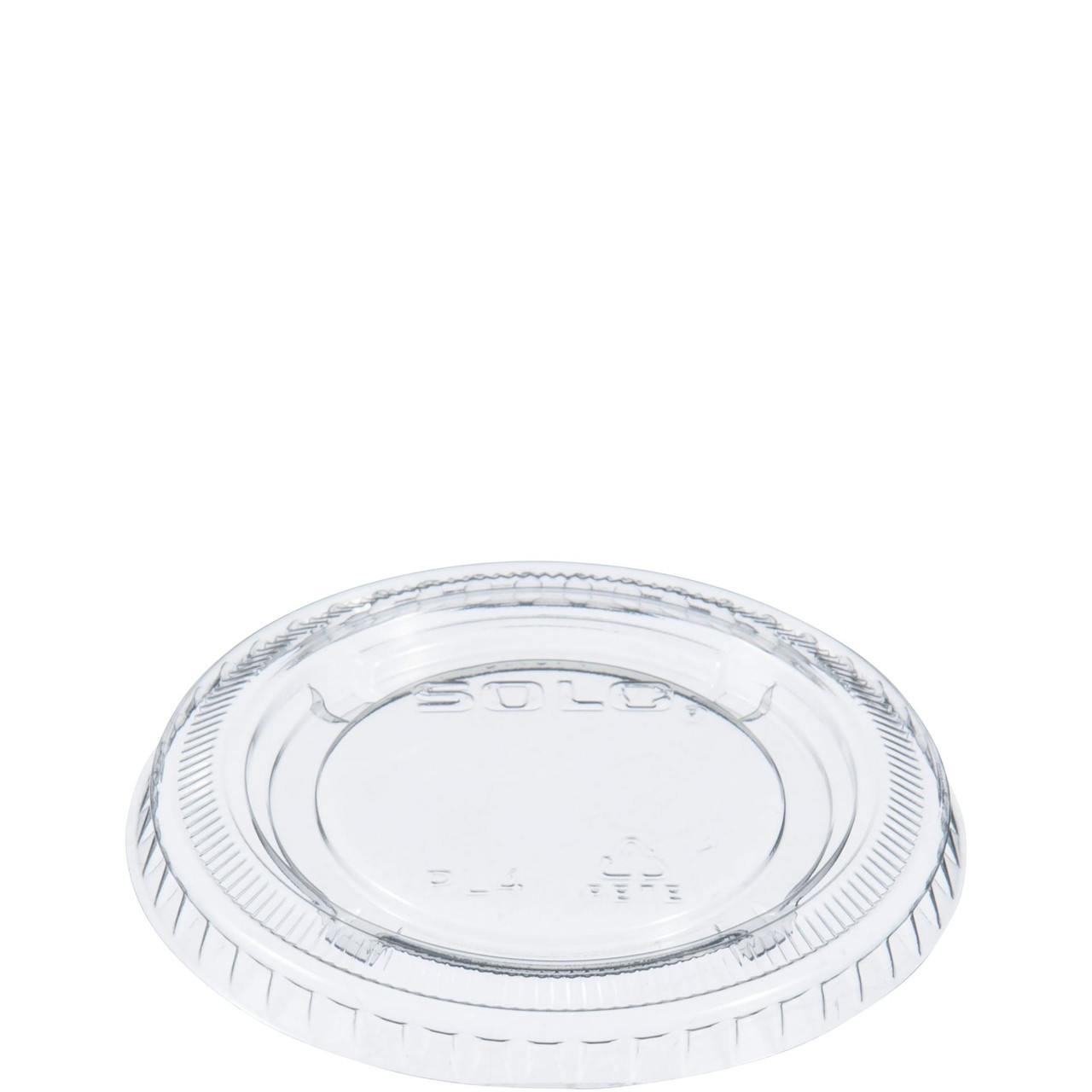 Solo® Lid Flat Large (LG) 3.1 IN PET Clear Round For 3-7 OZ Cold Souffle & Portion Cup 125 Count/Pack 20 Packs/Case