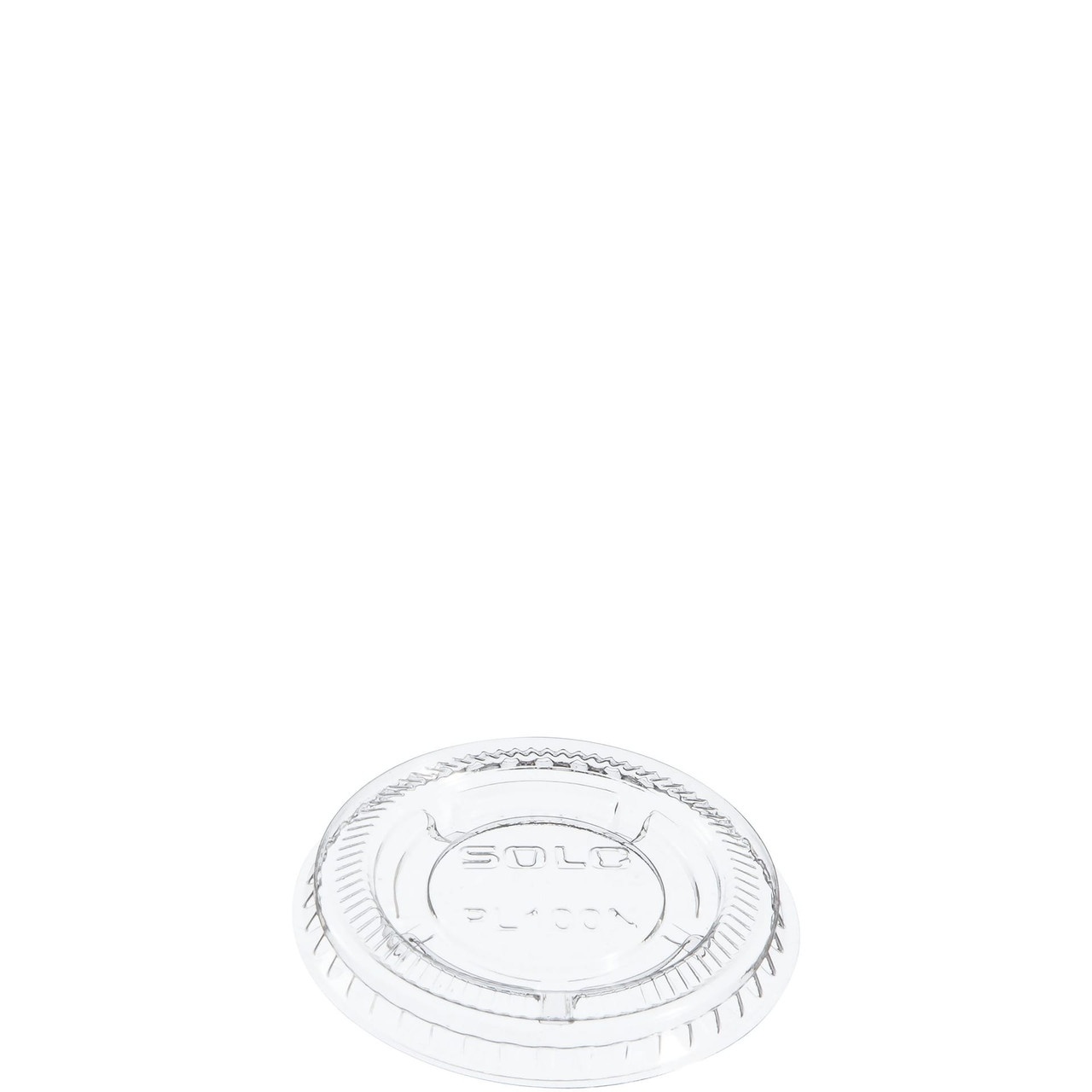 Solo® Lid Flat 1.857X0.246 IN 1 Compartment PET Clear Round For 1 OZ Souffle & Portion Cup 125 Count/Pack 20 Packs/Case