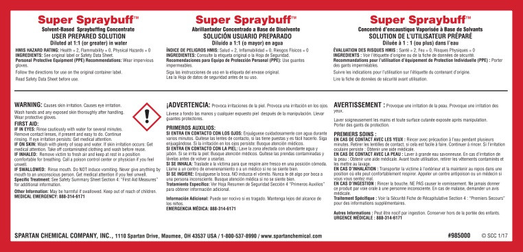 Spraybuff Product Label Paper 1/Each