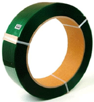 Strapping 0.630IN X4600FT Green PET 0.032GA Machine Grade 1100# 16X6 Core 28 Count/Skid