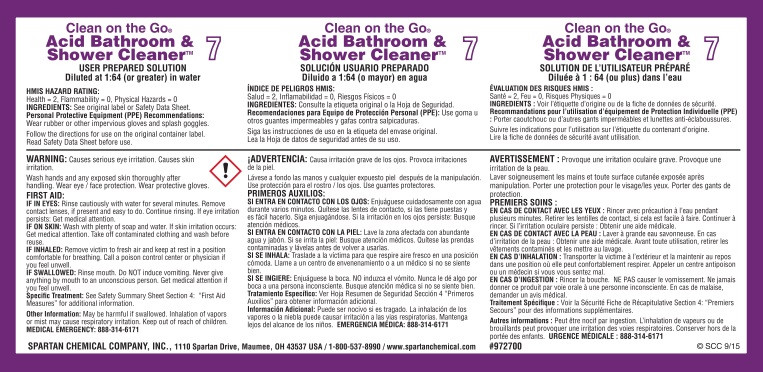 Clean on the Go Acid Bathroom & Shower Cleaner 7 Product Label Paper 1/Each
