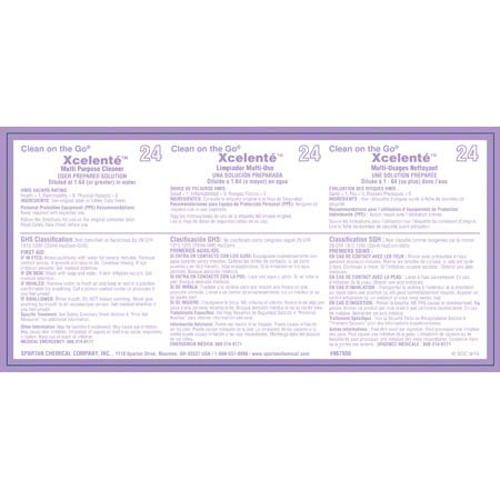 Clean on the Go Xcelente 24 Product Label Vinyl White 1/Each