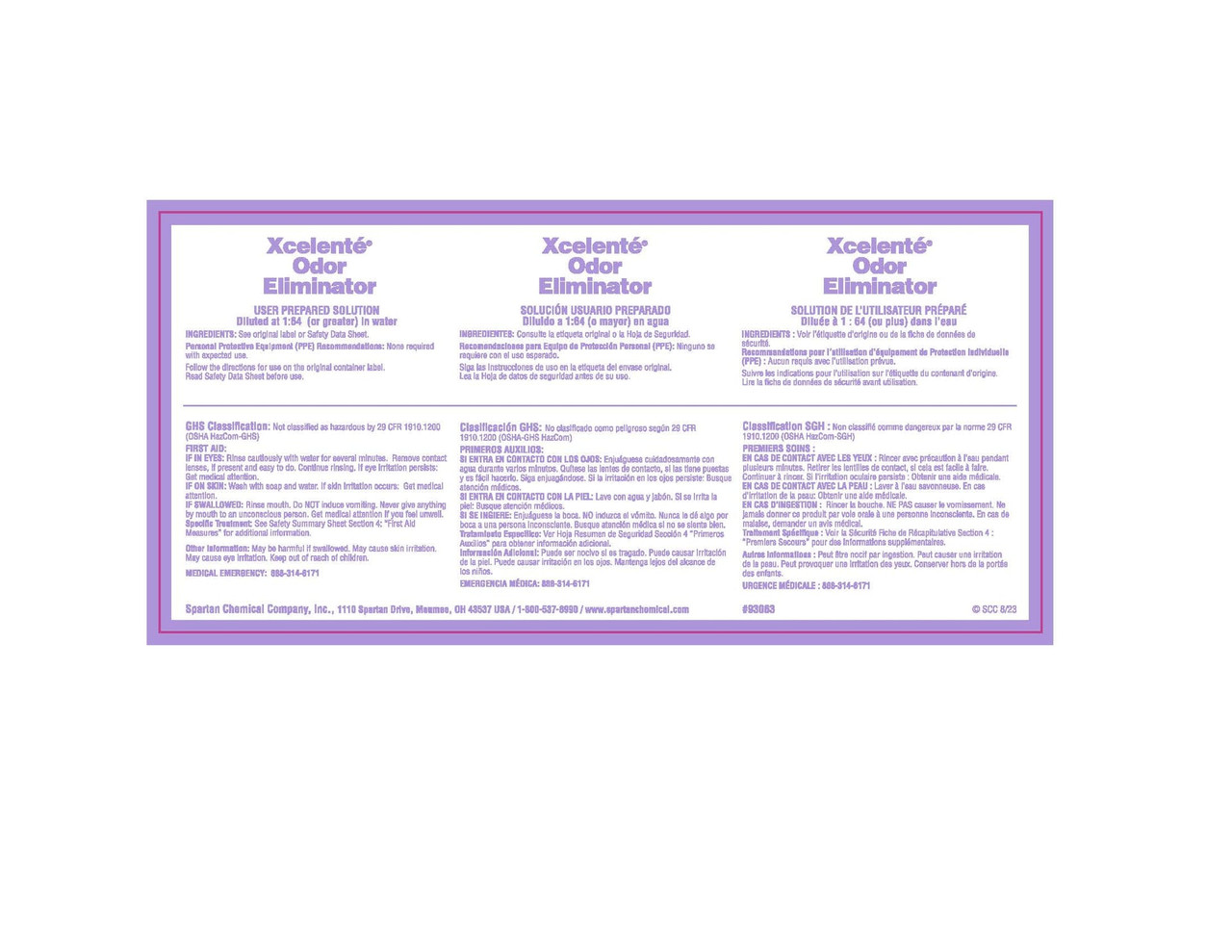 Simplifill Xcelenté® Odor Eliminator Product Label Paper 1/Each