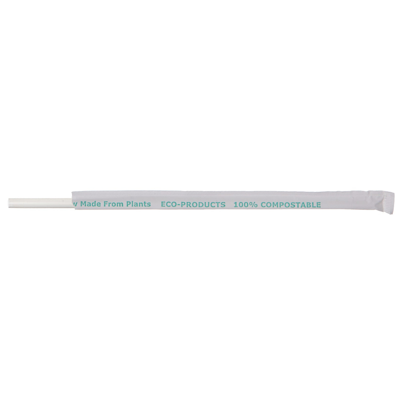 Jumbo Straw 0.2X7.75 IN Corn Plastic Clear Paper Wrapped 9600/Case