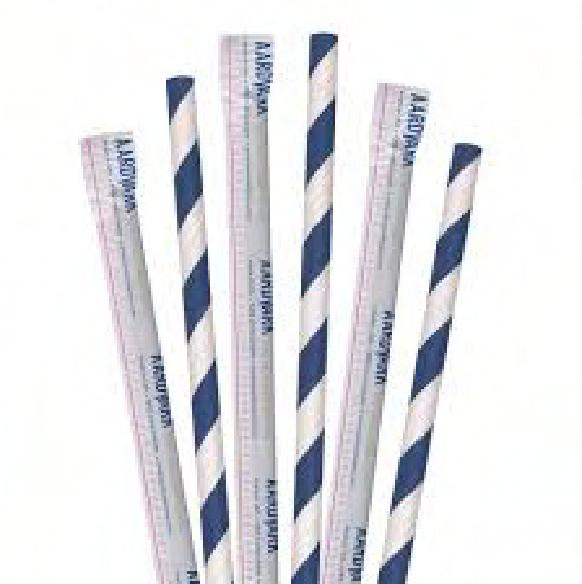 Jumbo Straw 7.75 IN Paper Blue Stripe Wrapped 3200/Case