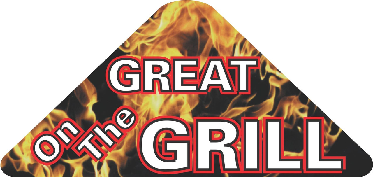 Great On The Grill Meat Grilling Label 1.98X4.31 IN Yellow Red Black Triangle 500 Count/Roll 25 Rolls/Case