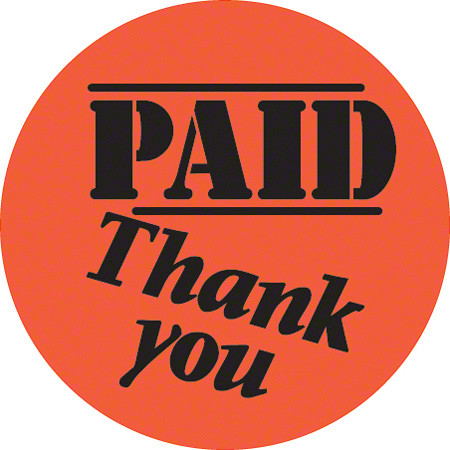 Paid Thank You Label 1.5 IN Round 500/Roll