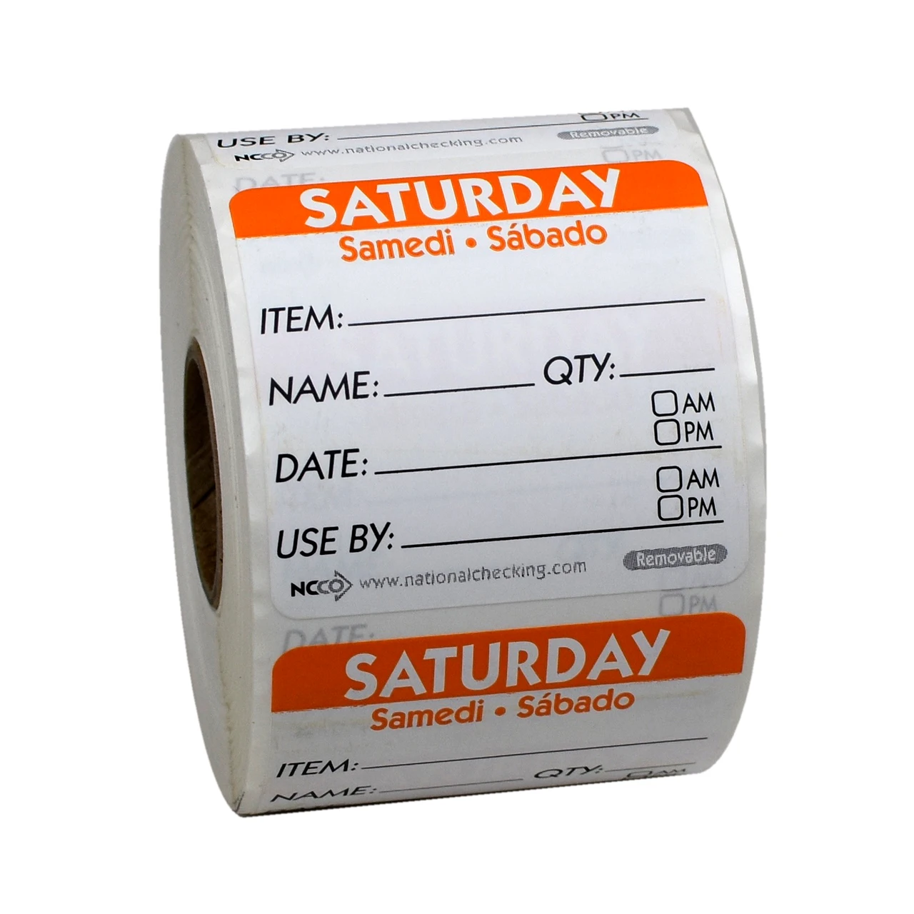 Saturday Prep Item Date Use Trilingual Label 2X2 IN Orange Square Removable 500/Roll