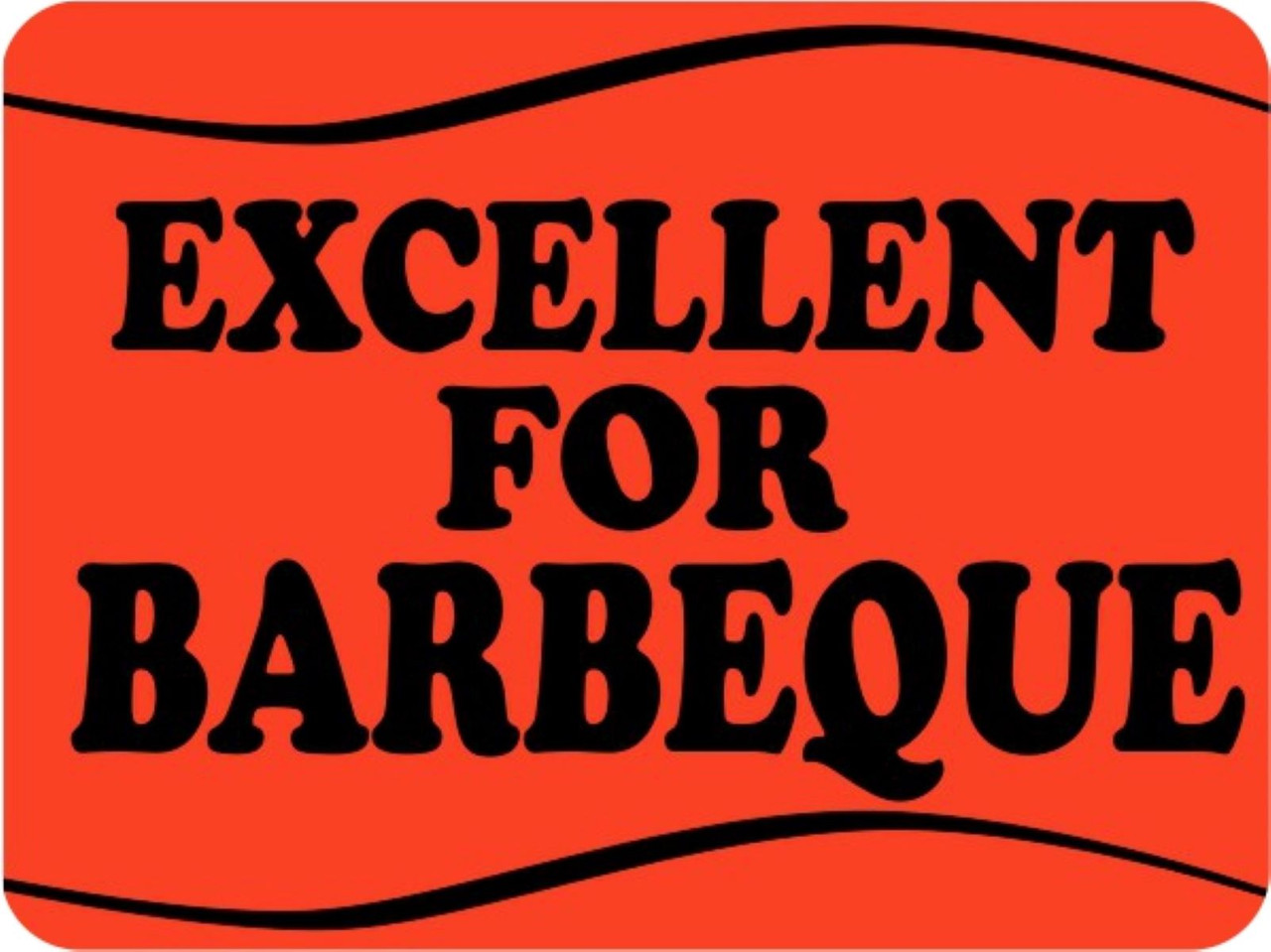 Excellent for Barbeque Meat Label 1.5X2 IN Black Fluorescent Red Wave 500 Count/Roll 20 Rolls/Case 10000 Count/Case