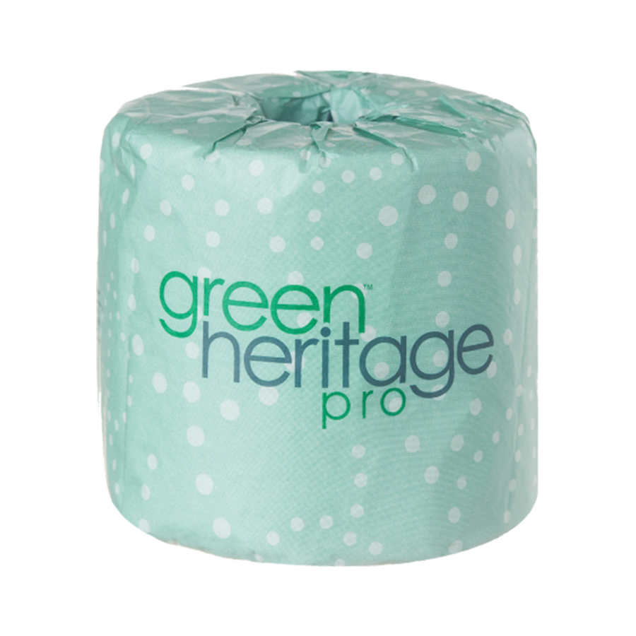 Green Heritage Pro Toilet Paper & Tissue Roll 4X3.1 IN 1PLY White Septic Safe 1000 Sheets/Roll 96 Rolls/Case