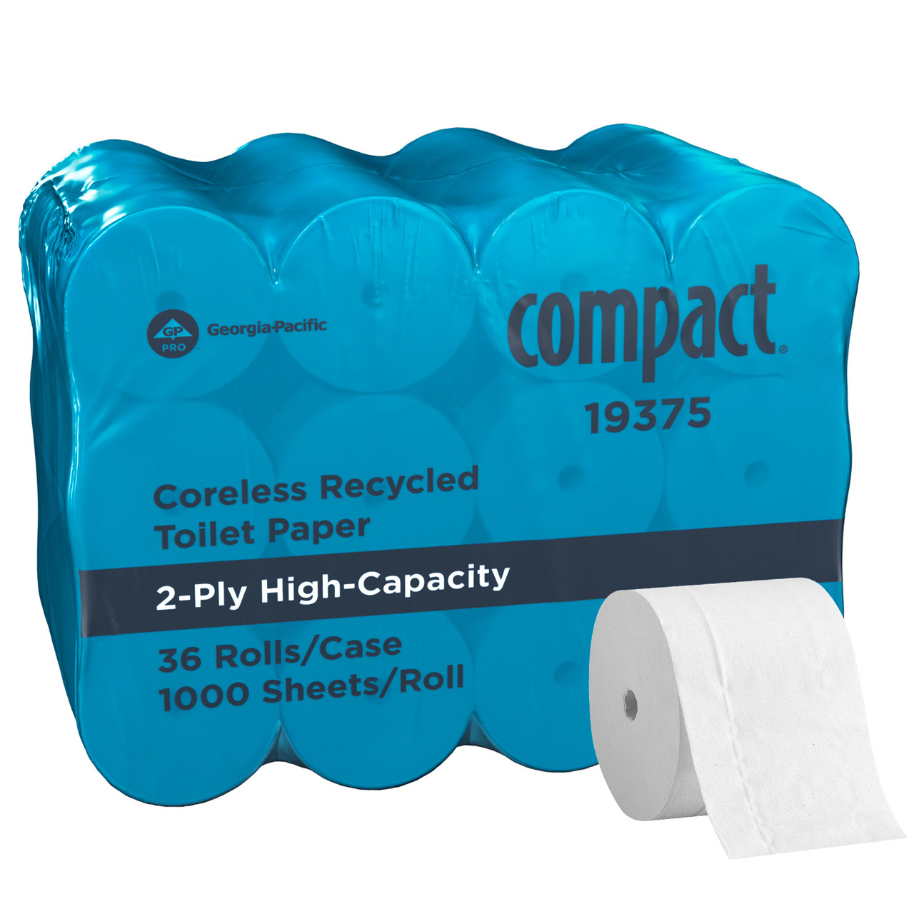 Compact® Toilet Paper & Tissue Roll 4X3.8 IN 2PLY White Coreless 1000 Sheets/Roll 36 Rolls/Case 36000 Sheets/Case