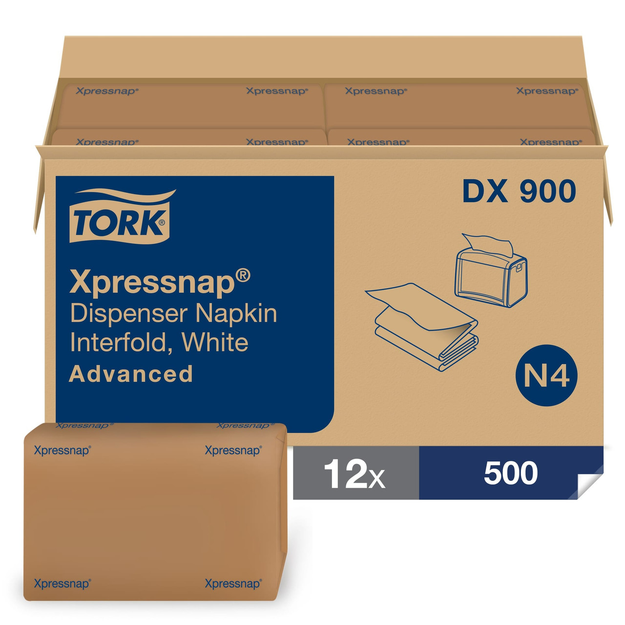 Tork Xpressnap® Dispenser Napkins 8.5X13 IN 4.25X6.5 IN White Paper Interfold Refill Embossed 6000/Case