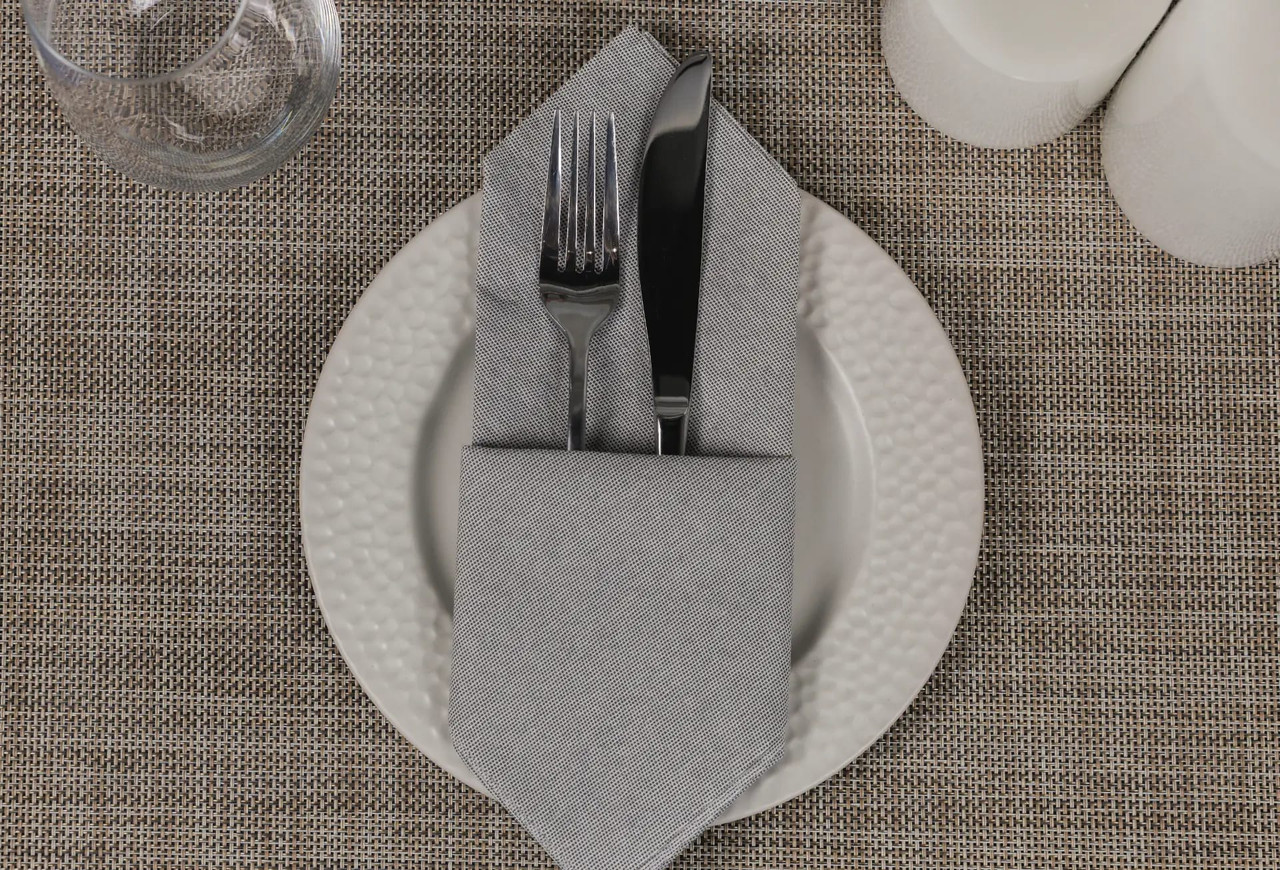 Dinner Napkins 16X16 IN Black Airlaid Paper Tweed Flat Pack 500/Case