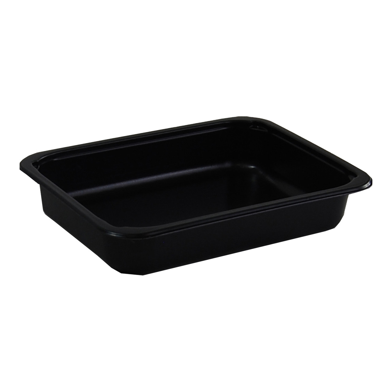 Bakery Tray 32 OZ 6.5X8.5X1.5 IN CPET Black Rectangle Dual Ovenable 390/Case