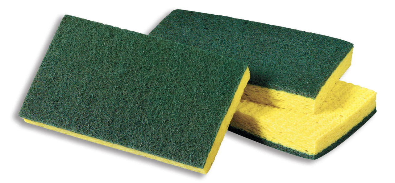 3M™ 74 Scrub Sponge 6X3.5 IN Medium Duty Cellulose Green Yellow Rectangle 20/Case