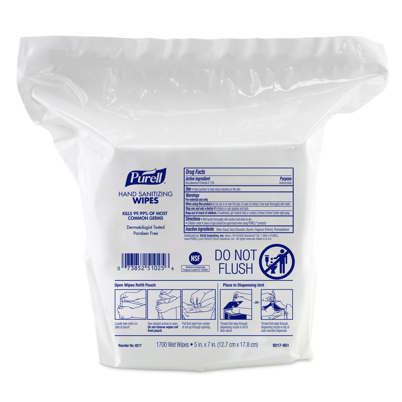 Purell® Hand Sanitizer Wipe Fresh Citrus Alcohol Free High Capacity 1700 Sheets/Pack 2 Packs/Case 3400 Sheets/Case
