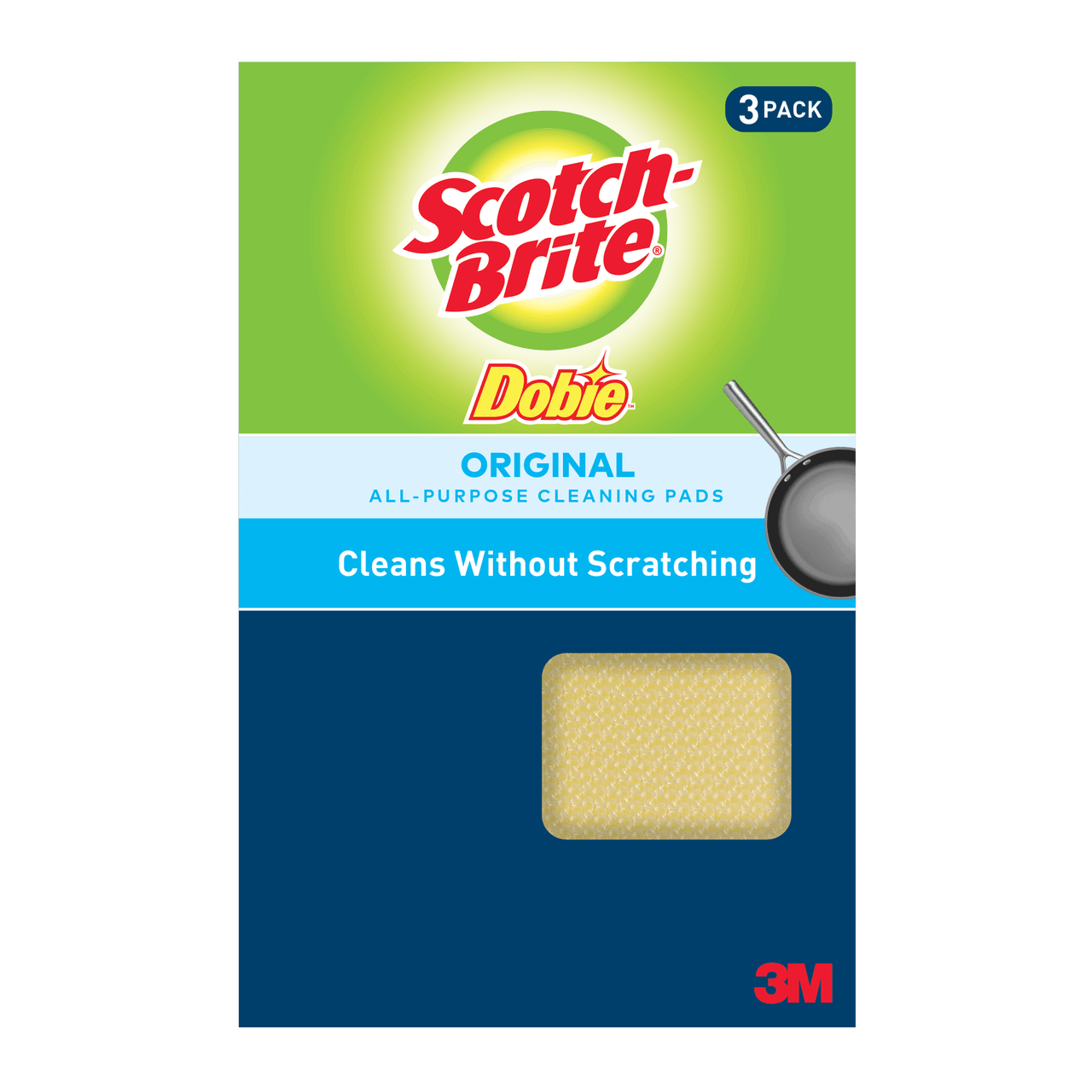 Scotch-Brite™ 723-2F Scrubbing Sponge 4.3X2.6X0.5 IN Foam Yellow Rectangle Reusable 3 Count/Pack 8 Packs/Case