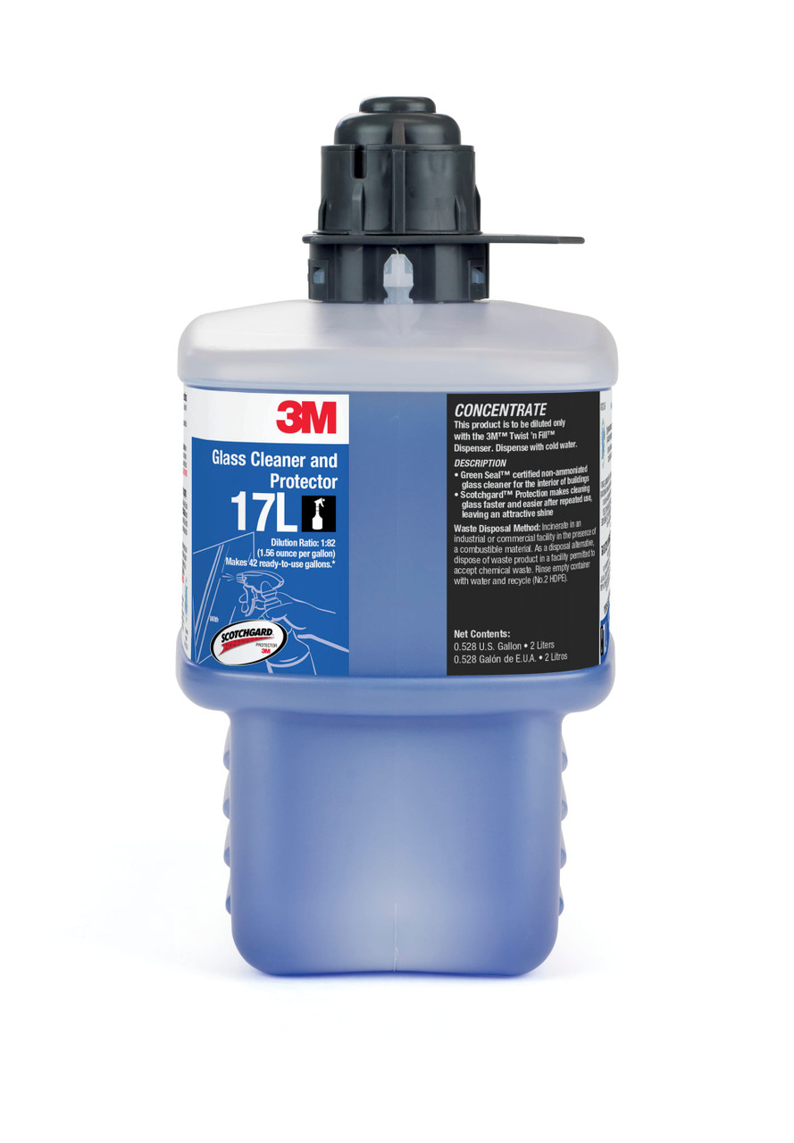 3M™ 17L Apple Window & Glass Cleaner Protectant 2 L Concentrate Non-Ammoniated No Rinse 1/Box