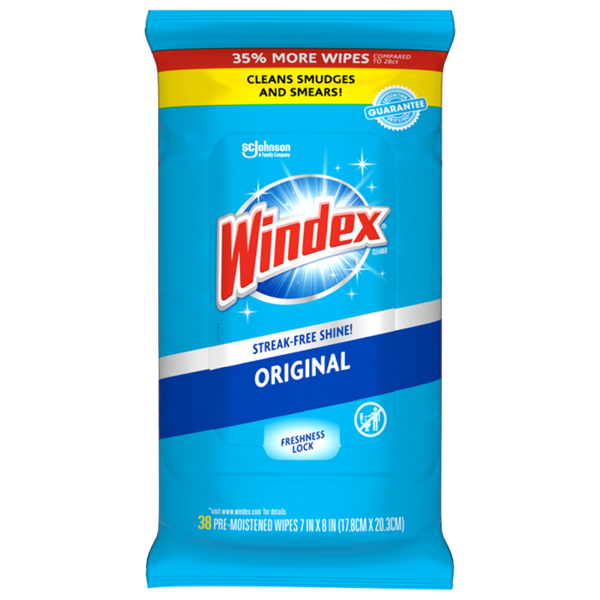 Windex® Unscented Glass Cleaner 7X8 IN Wipe 12/Case