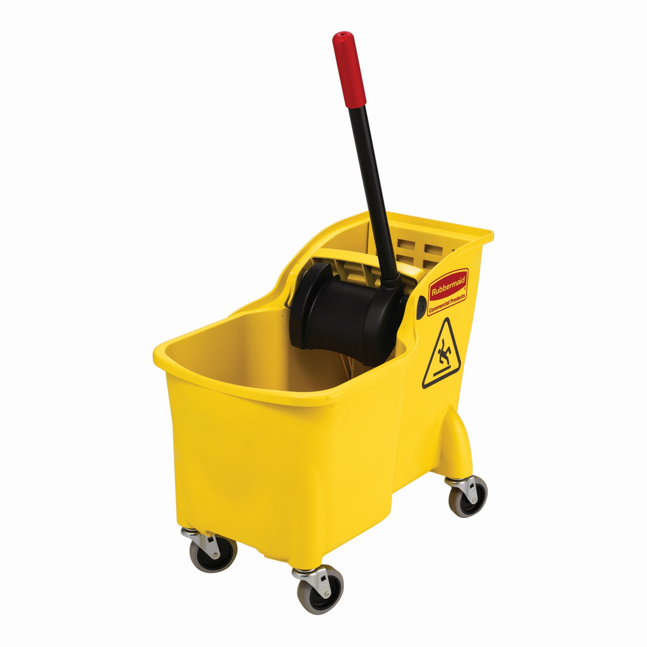 Mop Bucket & Wringer 31 QT Plastic Yellow Black 2.5 IN Non-Marking Casters 1/Case