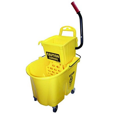 Mop Bucket & Wringer 26-35 QT Plastic Yellow Side Press 1/Case
