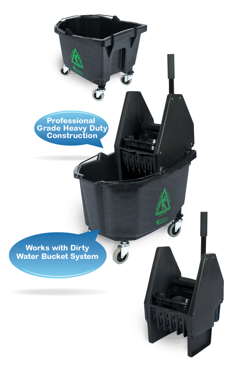 Green Clean Only Bucket 23X17X34.88 IN 35 QT Green Down Press Combo Heavy Duty 1/Each