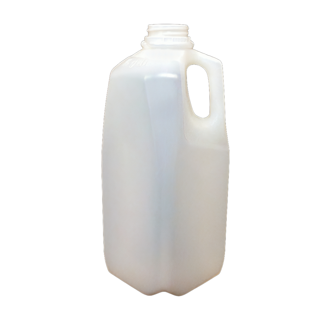 Juice Bottle 0.5 GAL HDPE Natural Plain Square With Handle 108/Case