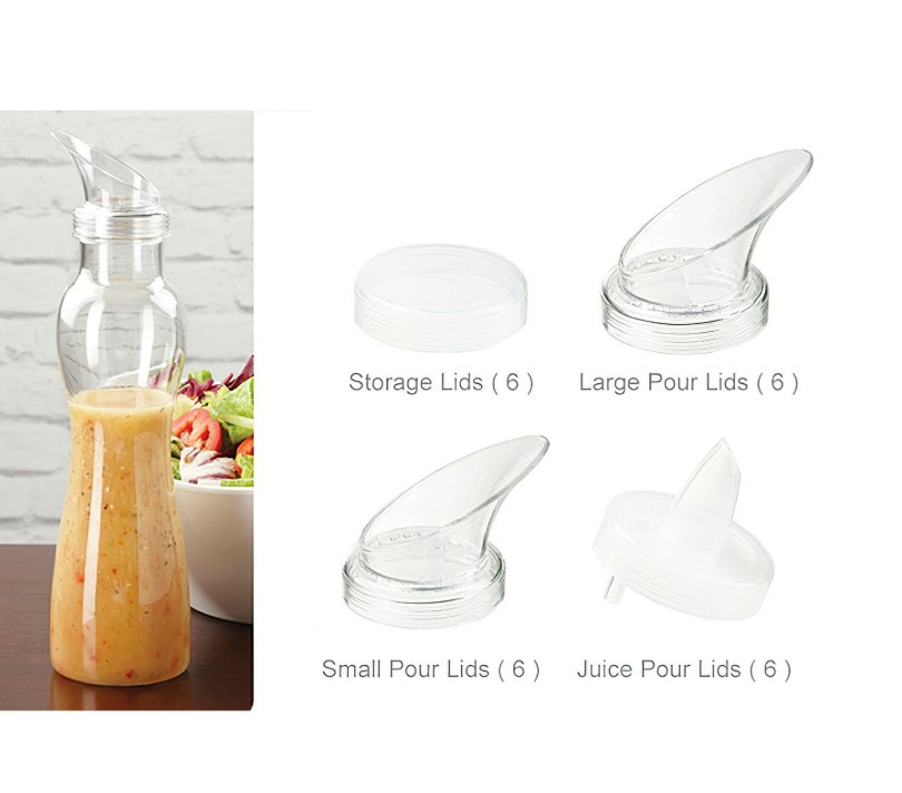 Bottle & Lid Combo 32 OZ 10.75X3.25 IN PC Clear 30 Piece Set – 6 (Six) 32 OZ Salad Dressing Bottles & 24 Lids 30/Set