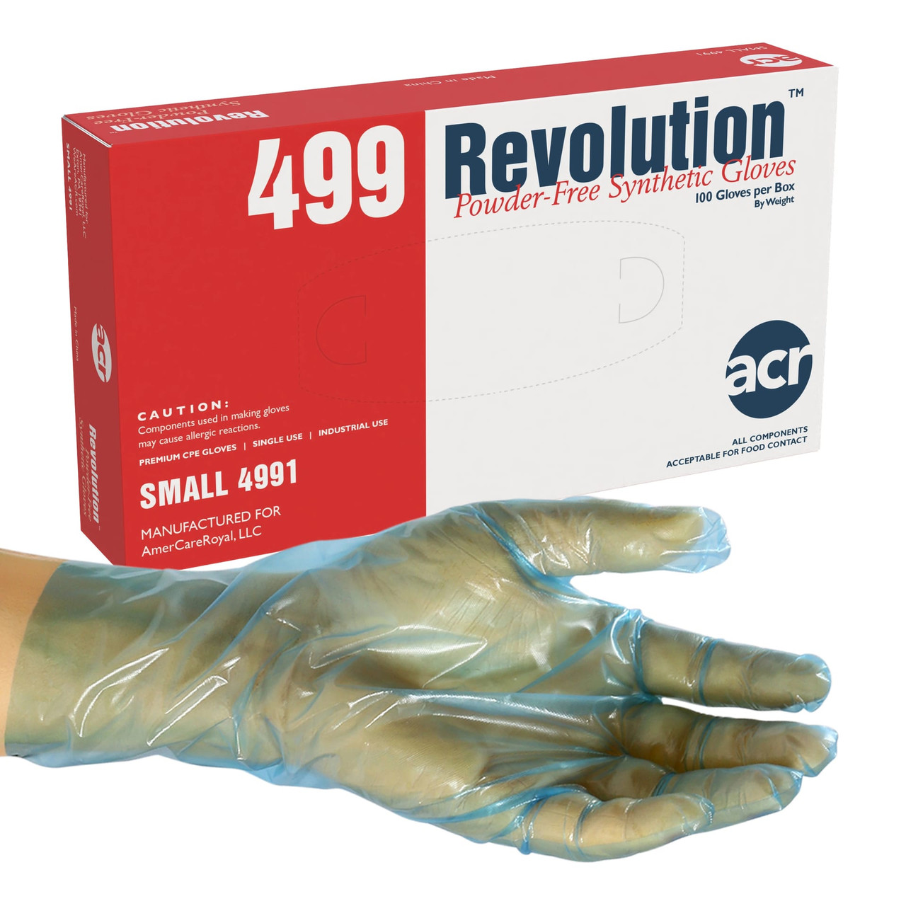 Revolution™ General Purpose Gloves Small (SM) Blue Vinyl Powder-Free 100 Count/Pack 10 Packs/Case 1000 Count/Case