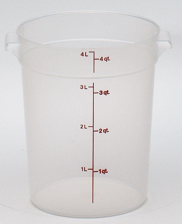 Food Storage Container 4 QT Translucent Round PP Freezer Safe 1/Each